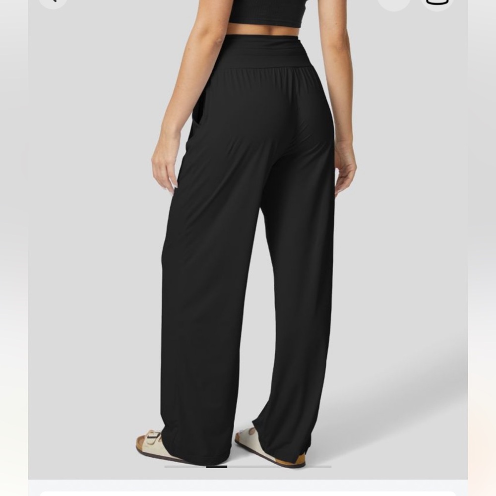 HALARA high waisted drawstring side pocket wide leg cool touch casual pants